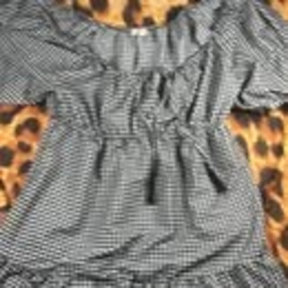 Black and White Gingham Tiered Puff Sleeve Dress